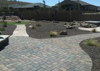 Backyard Landscaping with Spa Enclosure in Granite Dells