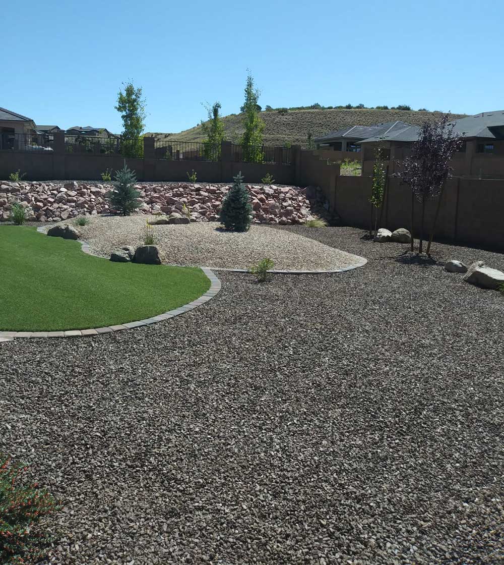 Backyard landscaping in the Dells in Prescott, AZ